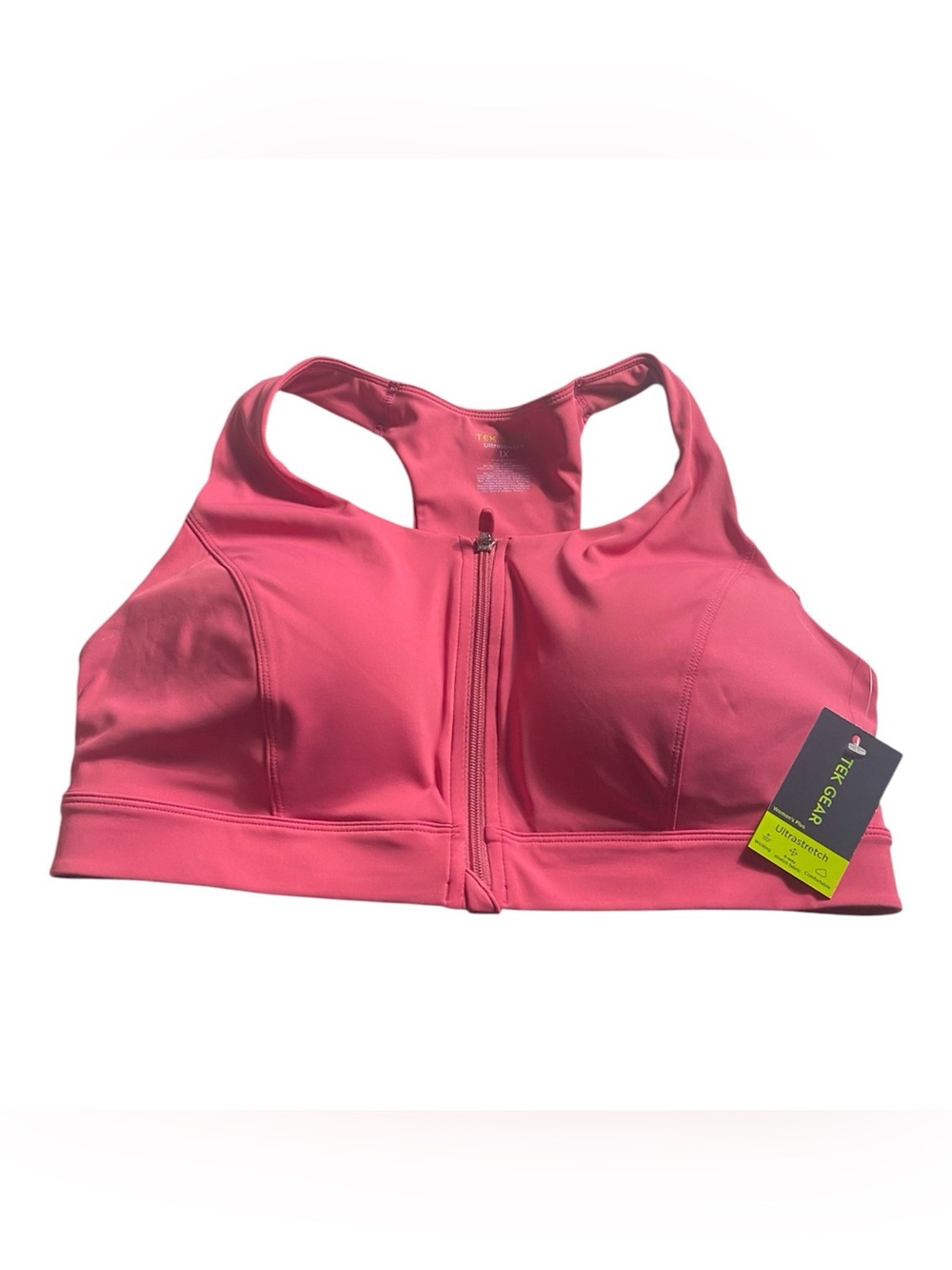 tek gear Front-Zip Racerback Sports Bra in Coral Pink
